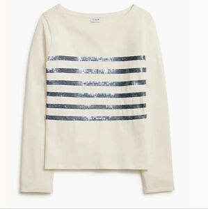 J.Crew Factory Striped sequin long-sleeve tee small $69.50 Cotton